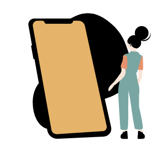 Illustration of Person in front of large phone